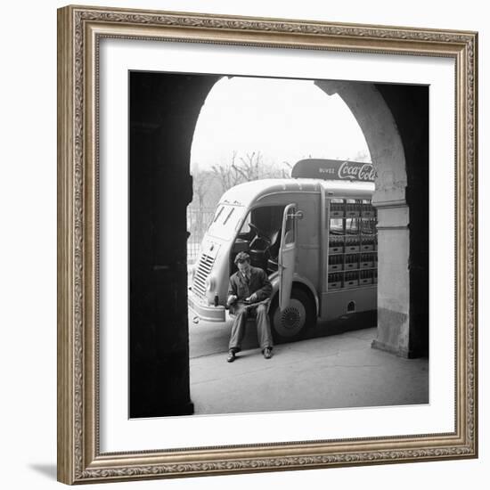 Delivery Truck Driver Sits with His Coca Cola Truck During His Route, France, 1950-Mark Kauffman-Framed Photographic Print