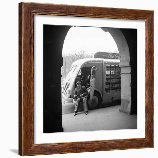 Delivery Truck Driver Sits with His Coca Cola Truck During His Route, France, 1950-Mark Kauffman-Framed Photographic Print