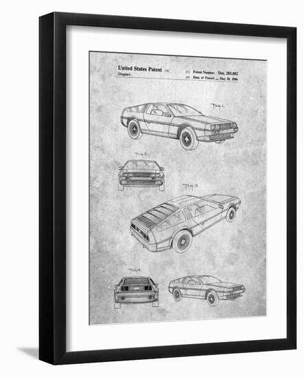 Delorean Patent-Cole Borders-Framed Art Print