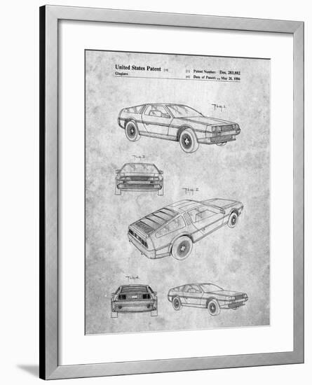 Delorean Patent-Cole Borders-Framed Art Print