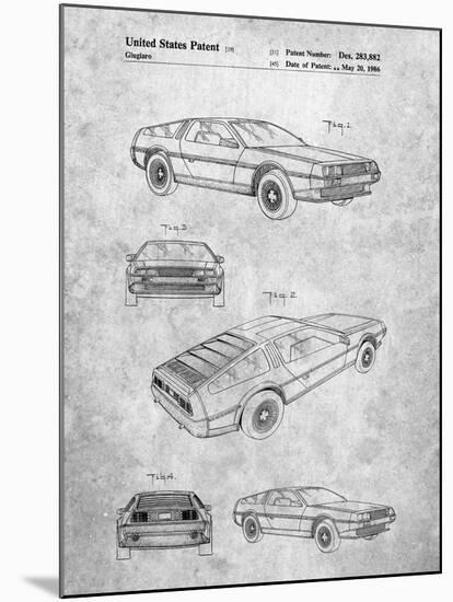 Delorean Patent-Cole Borders-Mounted Art Print