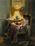 By the Fire, (Oil on Panel)-Delphin Enjolras-Giclee Print