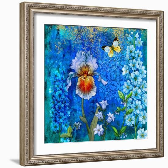 Delphinium and Iris-Maria Rytova-Framed Giclee Print