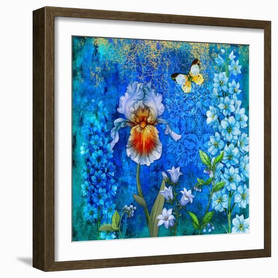 Delphinium and Iris-Maria Rytova-Framed Giclee Print