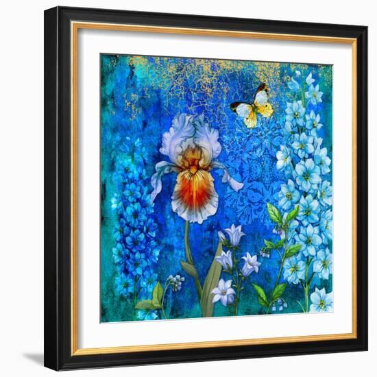 Delphinium and Iris-Maria Rytova-Framed Giclee Print