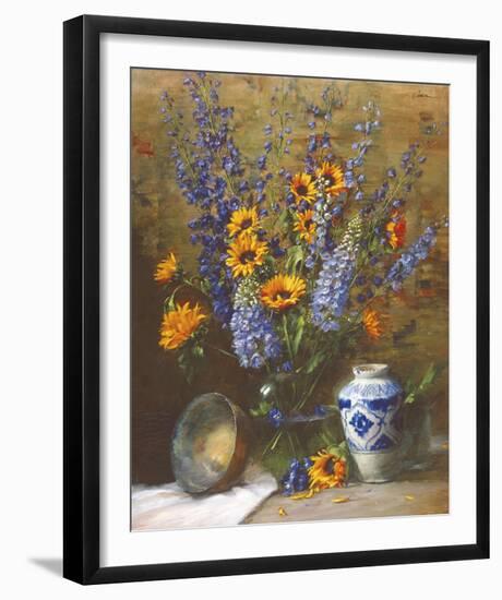 Delphiniums and Chinese Vase-Frank Janca-Framed Giclee Print