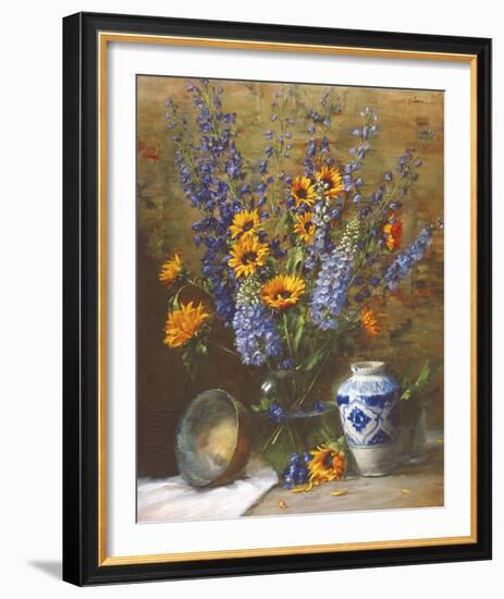 Delphiniums and Chinese Vase-Frank Janca-Framed Giclee Print