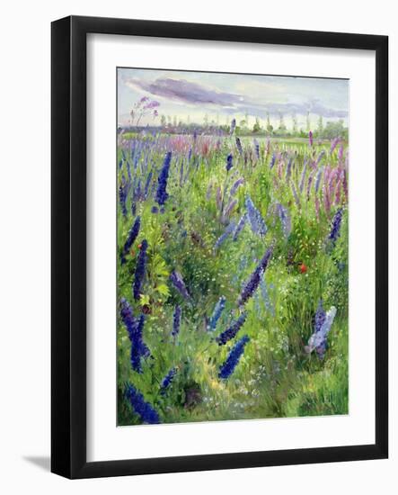 Delphiniums and Emerging Sun-Timothy Easton-Framed Giclee Print