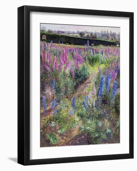 Delphiniums and Hoers, 1991-Timothy Easton-Framed Giclee Print