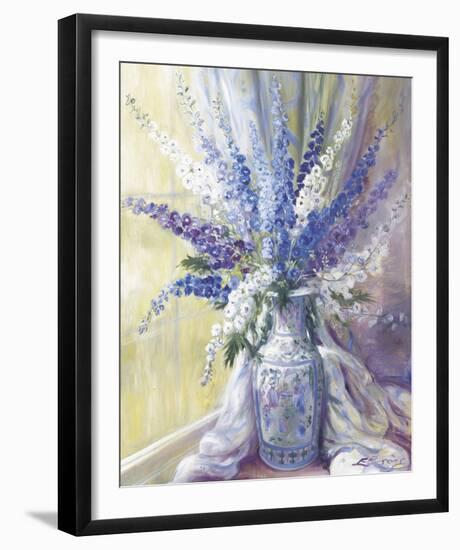 Delphiniums on a Window Sill-Elizabeth Parsons-Framed Giclee Print