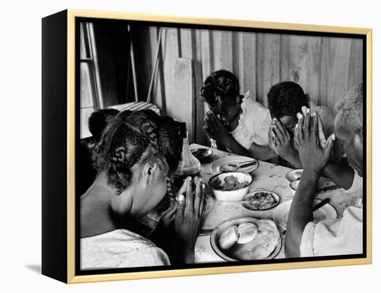 Delta and Pine Company African American Sharecropper Lonnie Fair and Family Praying before a Meal-Alfred Eisenstaedt-Framed Premier Image Canvas
