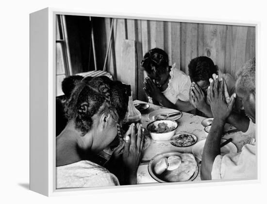 Delta and Pine Company African American Sharecropper Lonnie Fair and Family Praying before a Meal-Alfred Eisenstaedt-Framed Premier Image Canvas