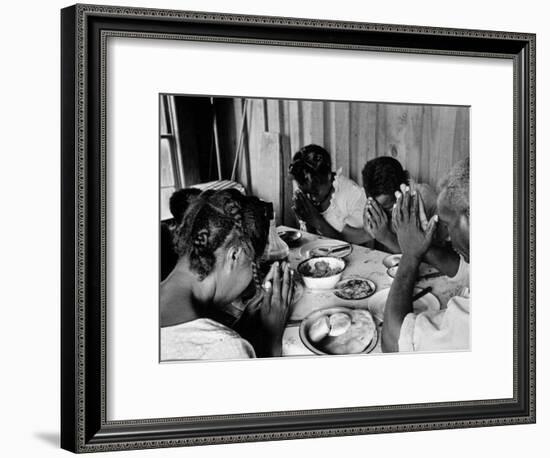 Delta and Pine Company African American Sharecropper Lonnie Fair and Family Praying before a Meal-Alfred Eisenstaedt-Framed Premium Photographic Print