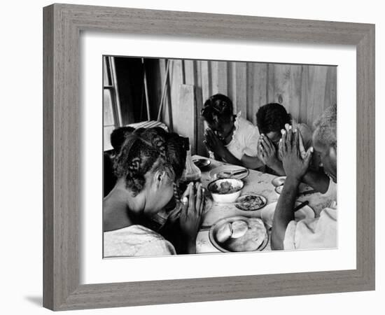 Delta and Pine Company African American Sharecropper Lonnie Fair and Family Praying before a Meal-Alfred Eisenstaedt-Framed Photographic Print