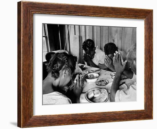 Delta and Pine Company African American Sharecropper Lonnie Fair and Family Praying before a Meal-Alfred Eisenstaedt-Framed Photographic Print