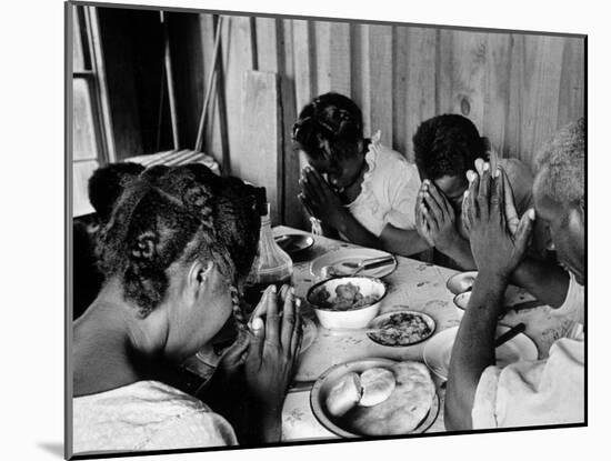 Delta and Pine Company African American Sharecropper Lonnie Fair and Family Praying before a Meal-Alfred Eisenstaedt-Mounted Photographic Print