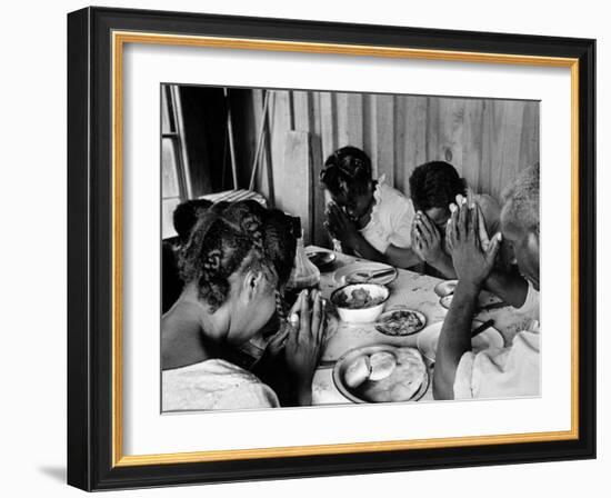 Delta and Pine Company African American Sharecropper Lonnie Fair and Family Praying before a Meal-Alfred Eisenstaedt-Framed Photographic Print