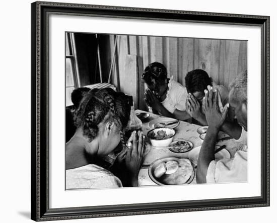 Delta and Pine Company African American Sharecropper Lonnie Fair and Family Praying before a Meal-Alfred Eisenstaedt-Framed Photographic Print