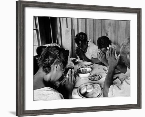 Delta and Pine Company African American Sharecropper Lonnie Fair and Family Praying before a Meal-Alfred Eisenstaedt-Framed Photographic Print