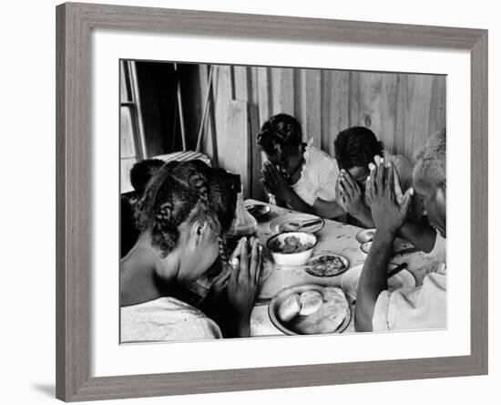 Delta and Pine Company African American Sharecropper Lonnie Fair and Family Praying before a Meal-Alfred Eisenstaedt-Framed Photographic Print