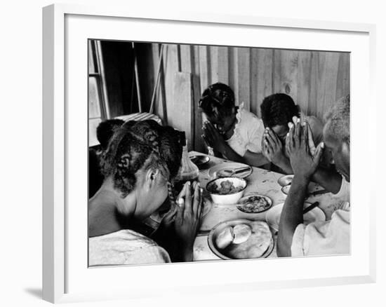 Delta and Pine Company African American Sharecropper Lonnie Fair and Family Praying before a Meal-Alfred Eisenstaedt-Framed Photographic Print