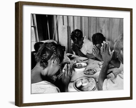 Delta and Pine Company African American Sharecropper Lonnie Fair and Family Praying before a Meal-Alfred Eisenstaedt-Framed Photographic Print