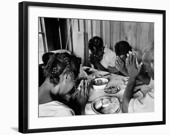 Delta and Pine Company African American Sharecropper Lonnie Fair and Family Praying before a Meal-Alfred Eisenstaedt-Framed Photographic Print