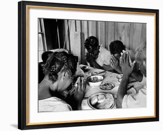 Delta and Pine Company African American Sharecropper Lonnie Fair and Family Praying before a Meal-Alfred Eisenstaedt-Framed Photographic Print