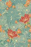 Seamless Floral Pattern with Red Flowers on Monochrome Background-DeMih-Art Print