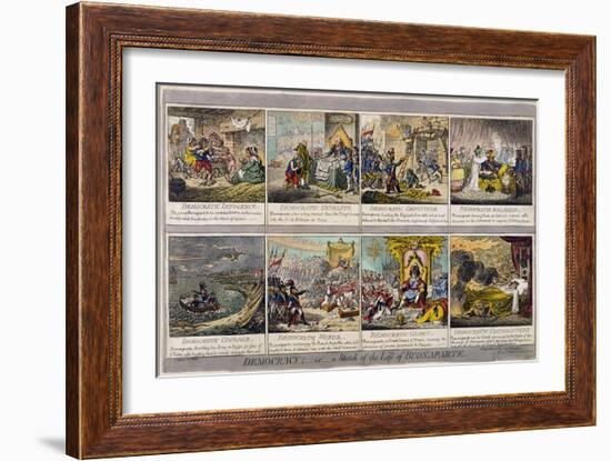 Democracy, or a Sketch of the Life of Buonaparte, Published by Hannah Humphrey in 1800-James Gillray-Framed Giclee Print