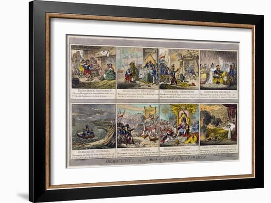 Democracy, or a Sketch of the Life of Buonaparte, Published by Hannah Humphrey in 1800-James Gillray-Framed Giclee Print