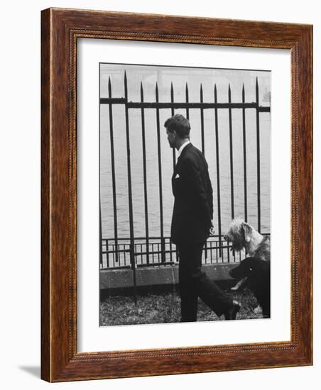 Democratic Candidate For New York Senator, Robert F. Kennedy with Dogs at Gracie Mansion-John Loengard-Framed Premium Photographic Print