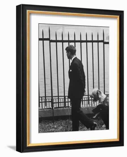 Democratic Candidate For New York Senator, Robert F. Kennedy with Dogs at Gracie Mansion-John Loengard-Framed Premium Photographic Print