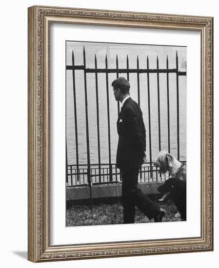 Democratic Candidate For New York Senator, Robert F. Kennedy with Dogs at Gracie Mansion-John Loengard-Framed Photographic Print