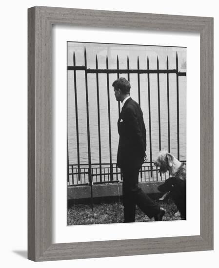 Democratic Candidate For New York Senator, Robert F. Kennedy with Dogs at Gracie Mansion-John Loengard-Framed Photographic Print