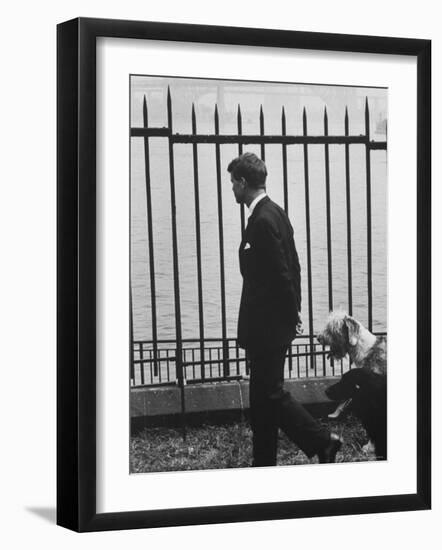 Democratic Candidate For New York Senator, Robert F. Kennedy with Dogs at Gracie Mansion-John Loengard-Framed Photographic Print