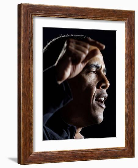 Democratic Candidate for President, Barack Obama Speaks at Rally Day Before Election, Nov 3, 2008-null-Framed Photographic Print