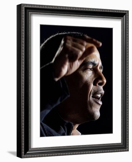 Democratic Candidate for President, Barack Obama Speaks at Rally Day Before Election, Nov 3, 2008-null-Framed Photographic Print