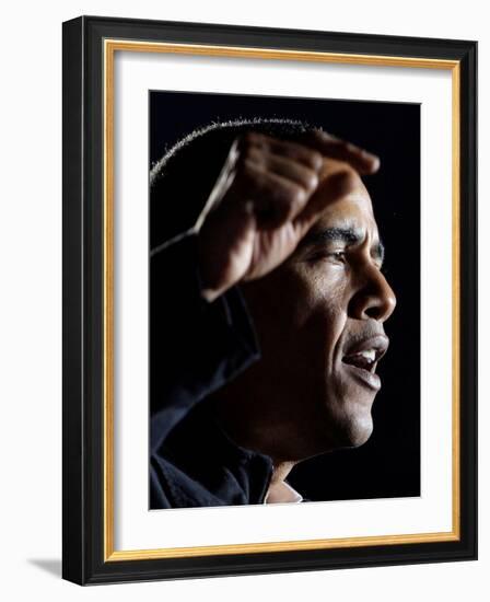 Democratic Candidate for President, Barack Obama Speaks at Rally Day Before Election, Nov 3, 2008-null-Framed Photographic Print