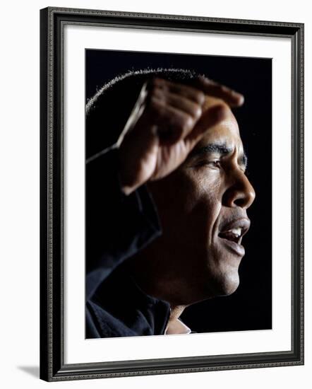 Democratic Candidate for President, Barack Obama Speaks at Rally Day Before Election, Nov 3, 2008-null-Framed Photographic Print