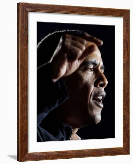 Democratic Candidate for President, Barack Obama Speaks at Rally Day Before Election, Nov 3, 2008-null-Framed Photographic Print