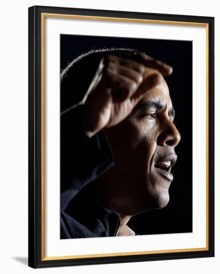 Democratic Candidate for President, Barack Obama Speaks at Rally Day Before Election, Nov 3, 2008-null-Framed Photographic Print