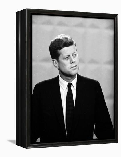 Democratic Presidential Candidate John F. Kennedy During Famed Kennedy Nixon Televised Debate-Paul Schutzer-Framed Premier Image Canvas