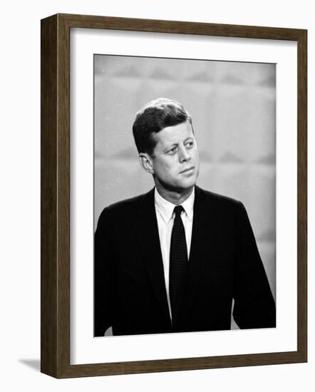 Democratic Presidential Candidate John F. Kennedy During Famed Kennedy Nixon Televised Debate-Paul Schutzer-Framed Photographic Print