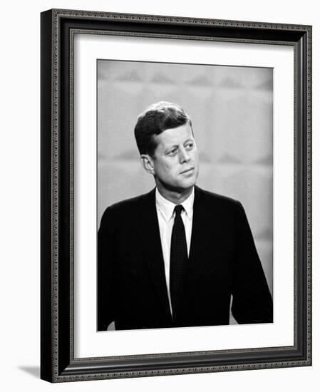 Democratic Presidential Candidate John F. Kennedy During Famed Kennedy Nixon Televised Debate-Paul Schutzer-Framed Photographic Print