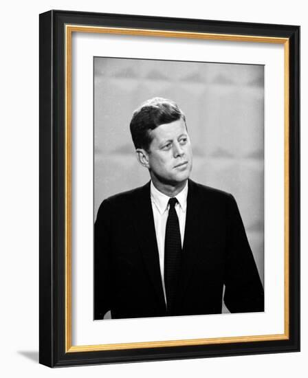 Democratic Presidential Candidate John F. Kennedy During Famed Kennedy Nixon Televised Debate-Paul Schutzer-Framed Photographic Print