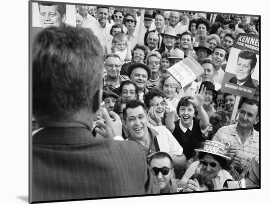 Democratic Presidential Candidate John F. Kennedy Speaking to Supporters at a Rally-Paul Schutzer-Mounted Photographic Print