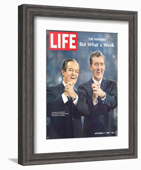 Democratic Primary Winners, Pres Candidate Hubert Humphrey and VP Edmund Muskie, September 6, 1968-Lee Balterman-Framed Photographic Print