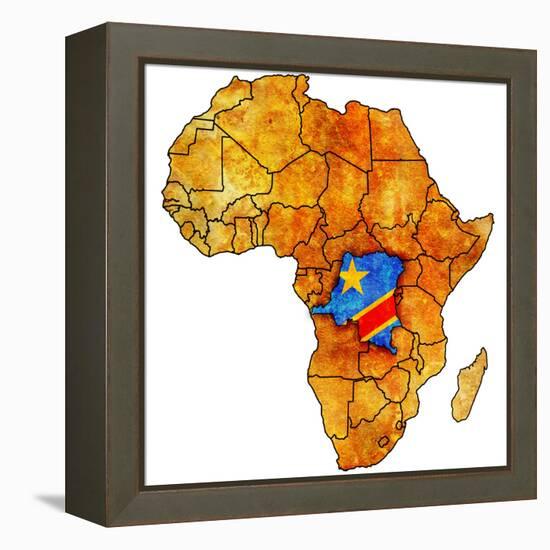 Democratic Republic of Congo on Actual Map of Africa-michal812-Framed Stretched Canvas