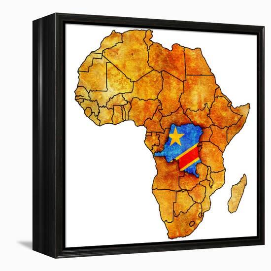 Democratic Republic of Congo on Actual Map of Africa-michal812-Framed Stretched Canvas